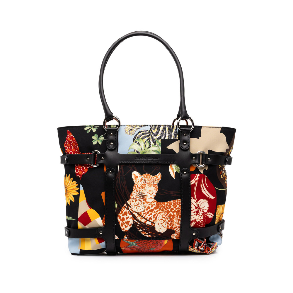 Pre-Loved Ferragamo Nylon Fiera Carnival Tote